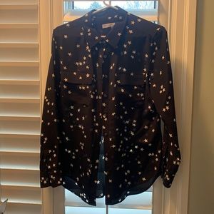 Silk Black and white star blouse